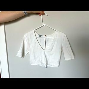 white crop top, vneck